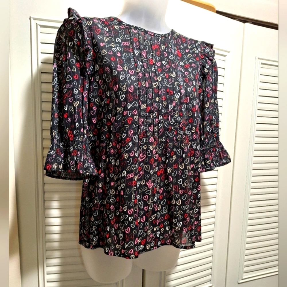 Loft Puff Sleeve Heart Shirt